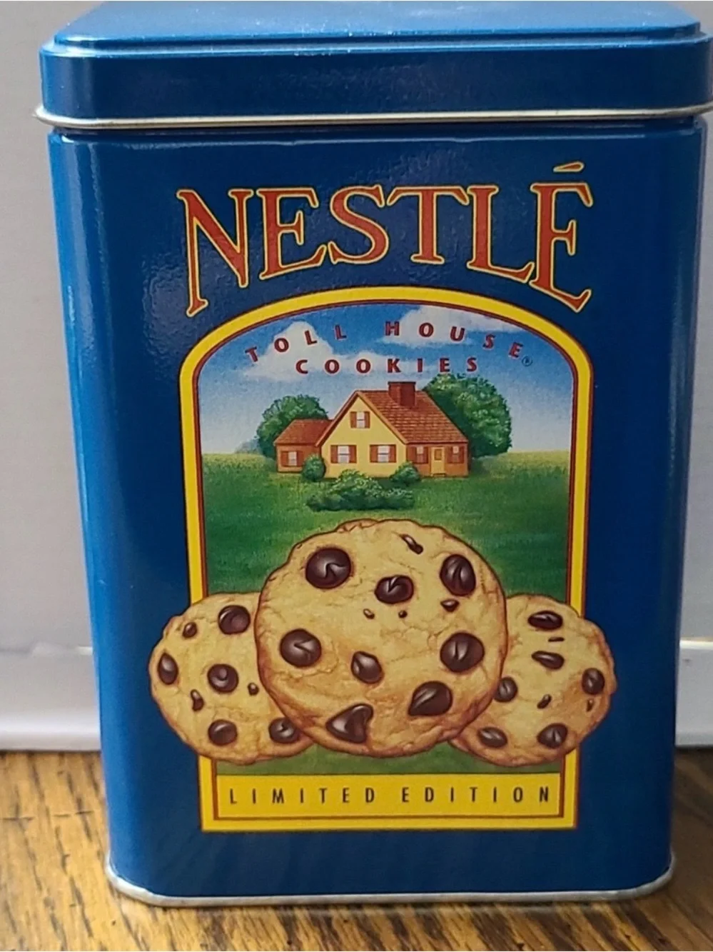 Vintage Nestlé Limited Edition Toll House Cookie Tin - Blue Collectible